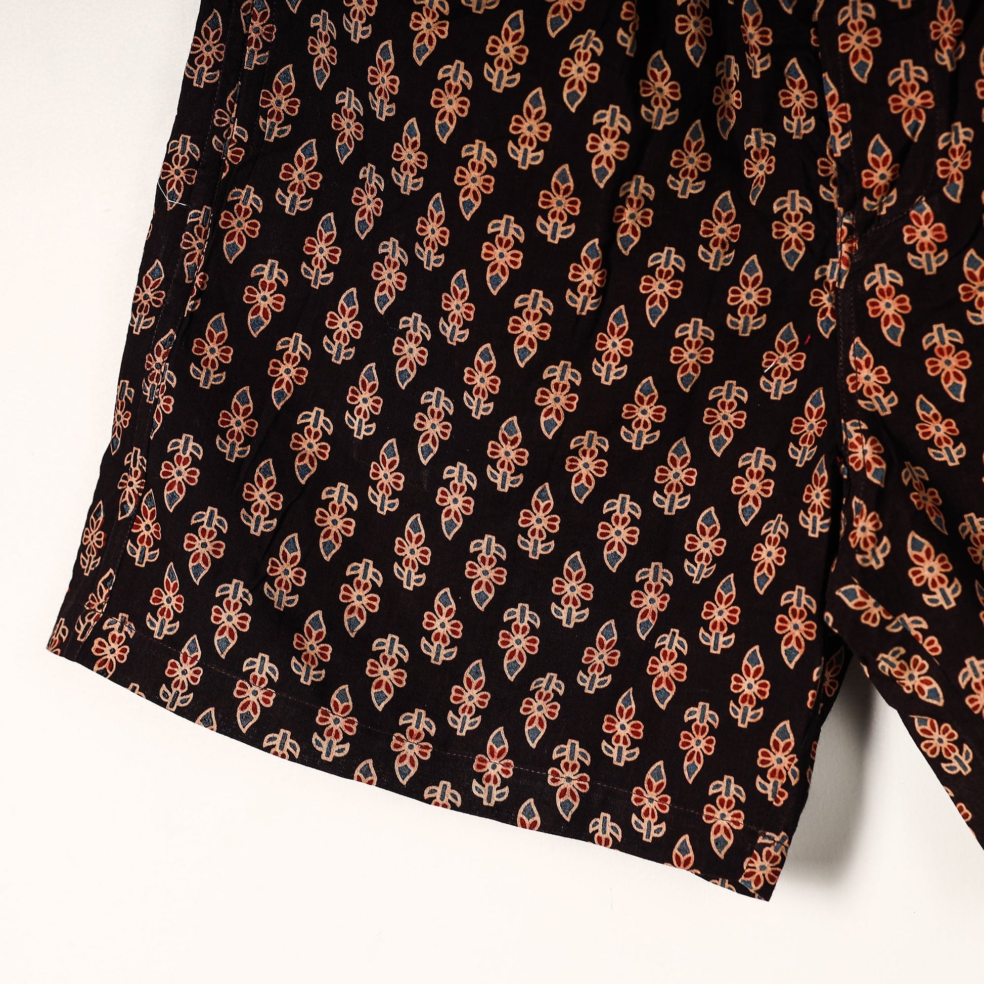 Black - Ajrakh Block Printed Cotton Unisex Boxer/Shorts