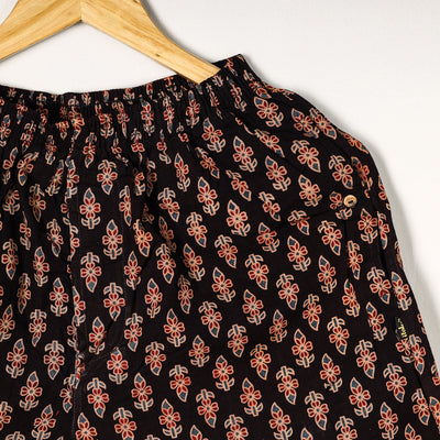 Black - Ajrakh Block Printed Cotton Unisex Boxer/Shorts