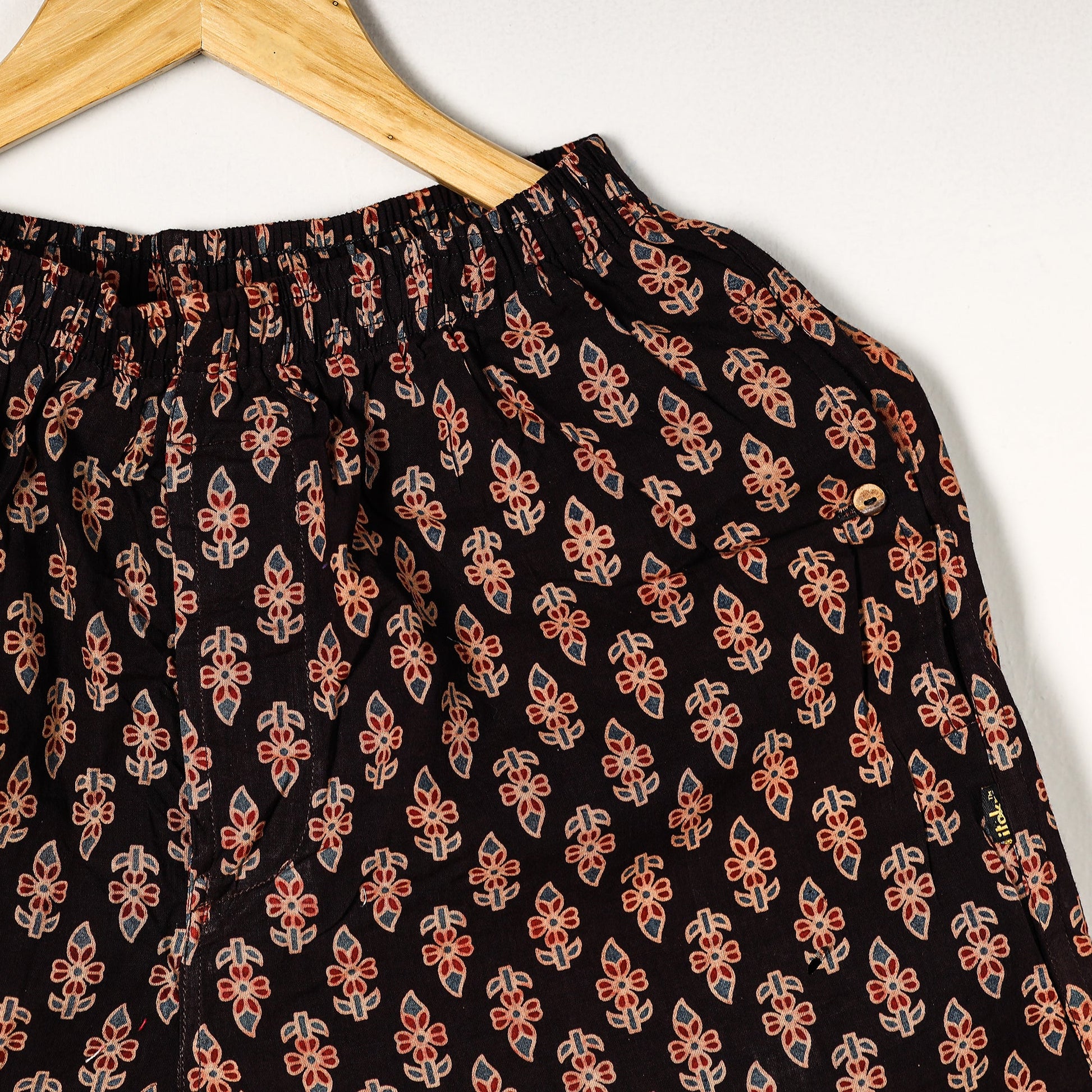 Black - Ajrakh Block Printed Cotton Unisex Boxer/Shorts