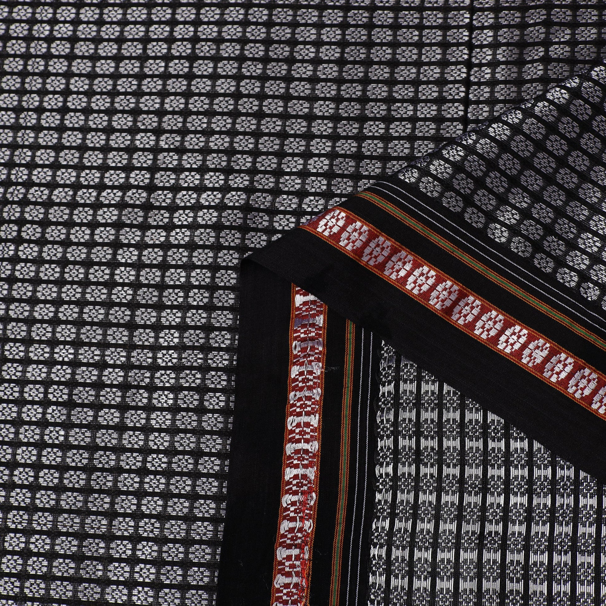 Black - Karnataka Weave Cotton Khun Fabric 04