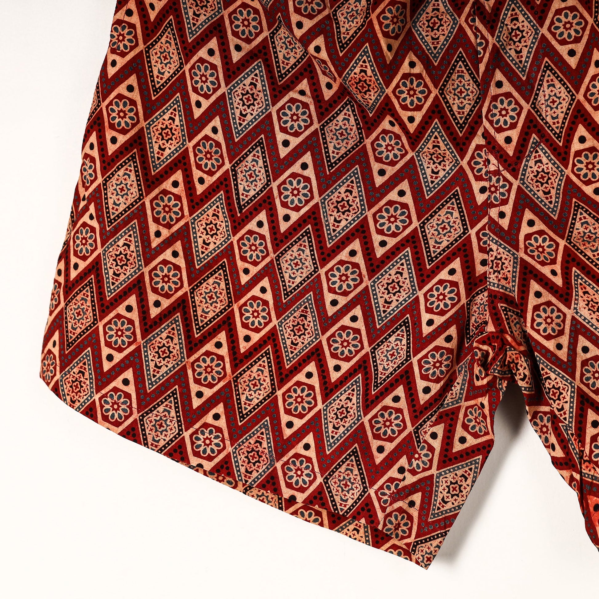 Brown - Ajrakh Block Printed Cotton Unisex Boxer/Shorts