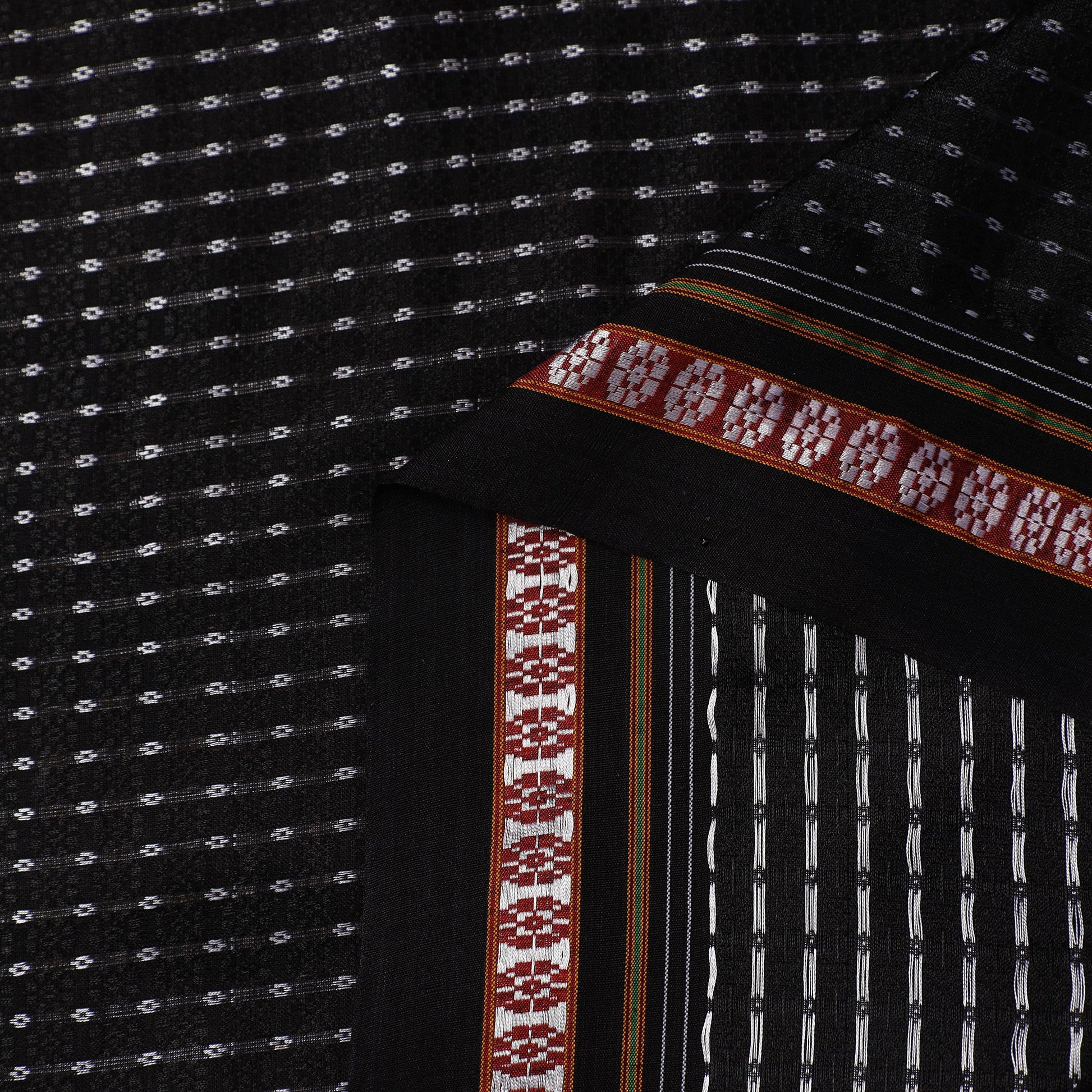 Black - Karnataka Weave Cotton Khun Fabric 10