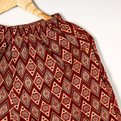 Brown - Ajrakh Block Printed Cotton Unisex Boxer/Shorts