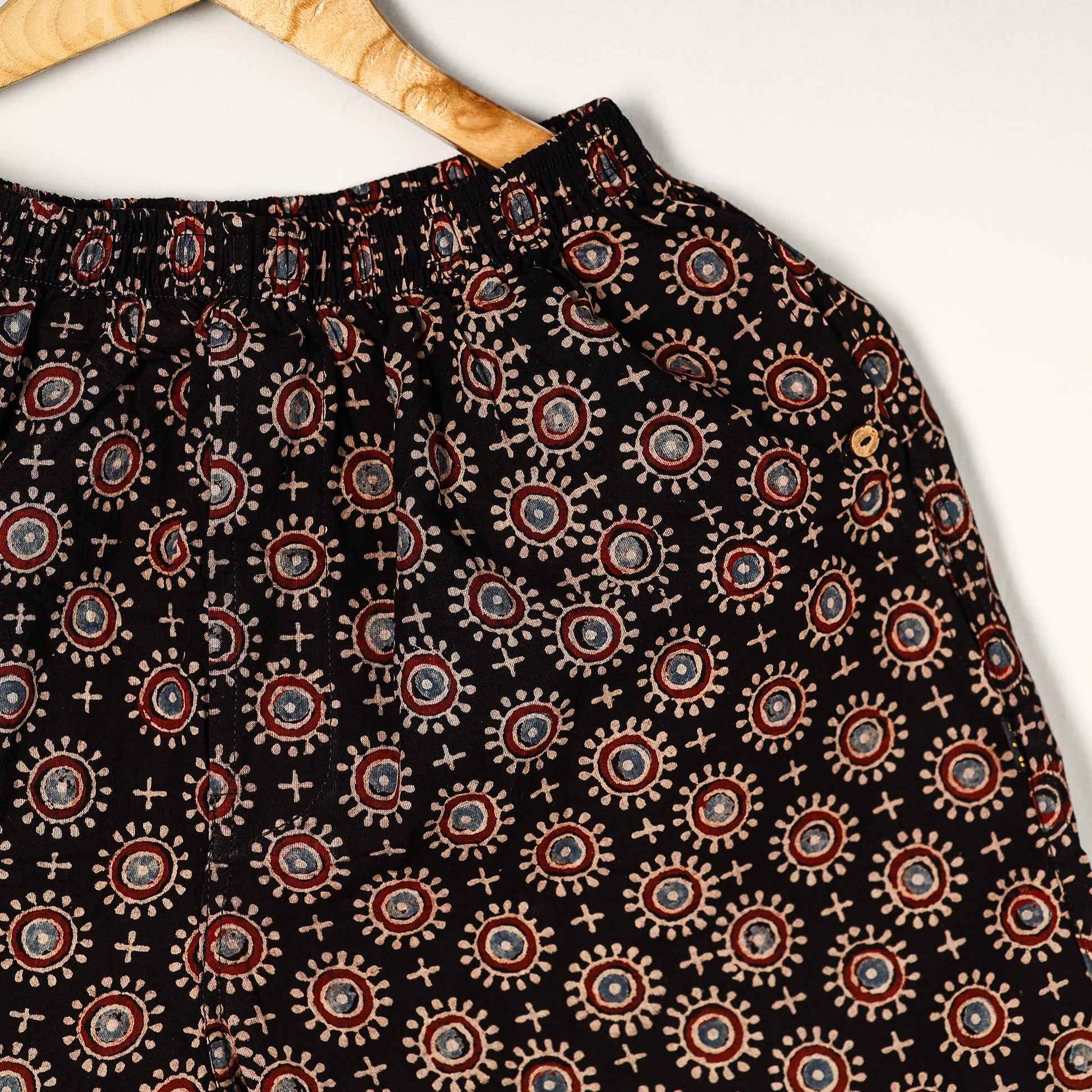 Black - Ajrakh Block Printed Cotton Unisex Boxer/Shorts