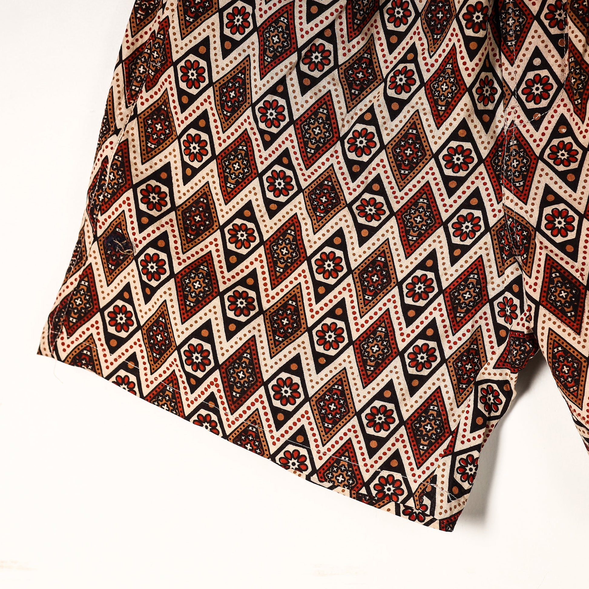 Brown - Ajrakh Block Printed Cotton Unisex Boxer/Shorts