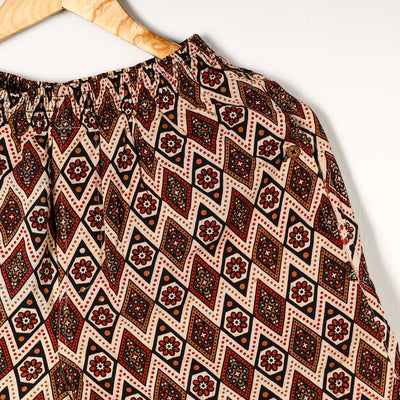 Brown - Ajrakh Block Printed Cotton Unisex Boxer/Shorts