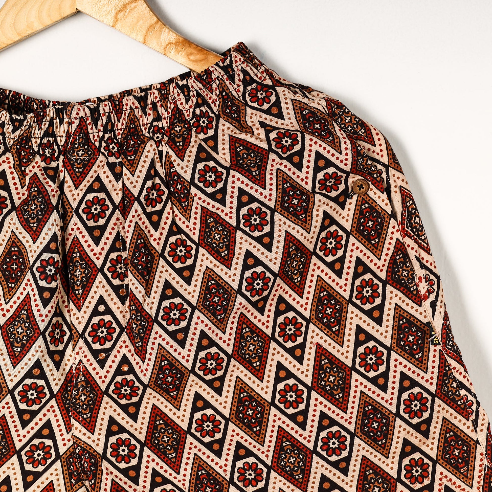 Brown - Ajrakh Block Printed Cotton Unisex Boxer/Shorts