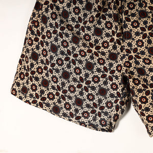 Beige - Ajrakh Block Printed Cotton Unisex Boxer/Shorts