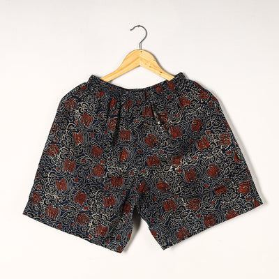 Blue - Ajrakh Block Printed Cotton Unisex Boxer/Shorts