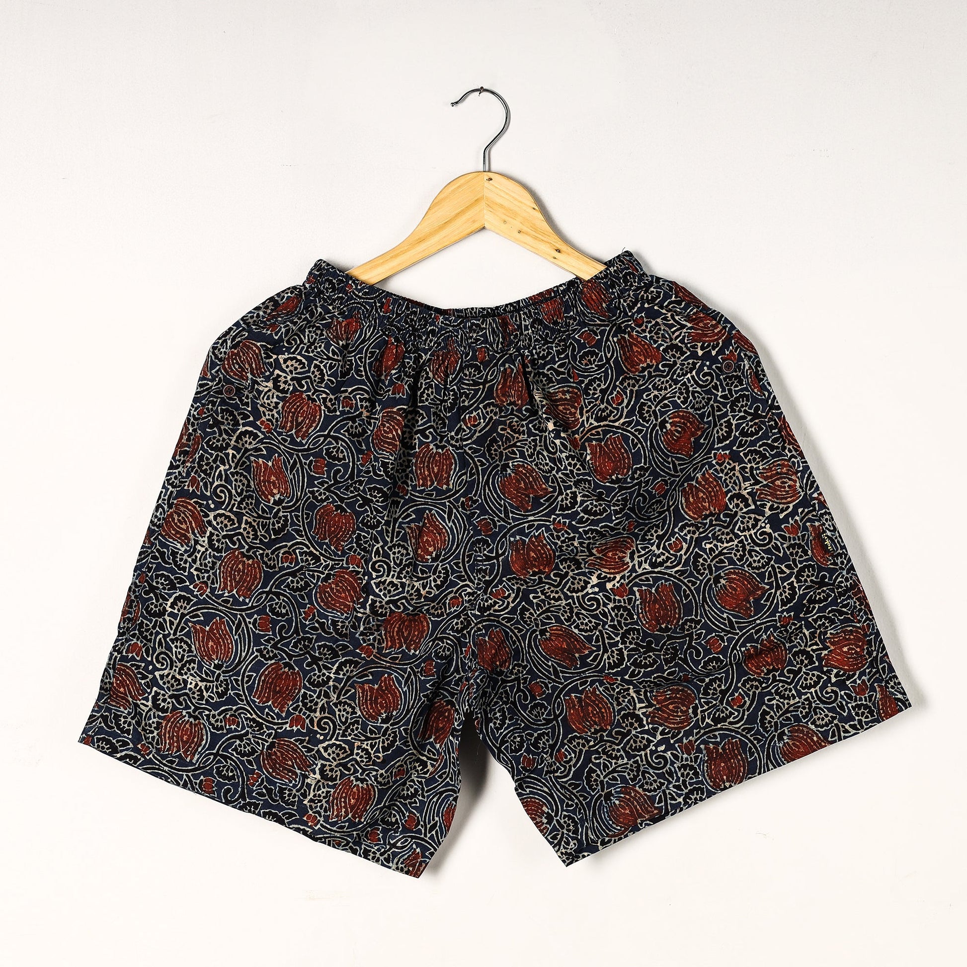 Blue - Ajrakh Block Printed Cotton Unisex Boxer/Shorts