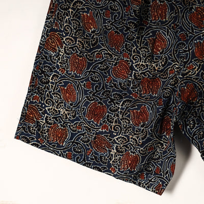 Blue - Ajrakh Block Printed Cotton Unisex Boxer/Shorts