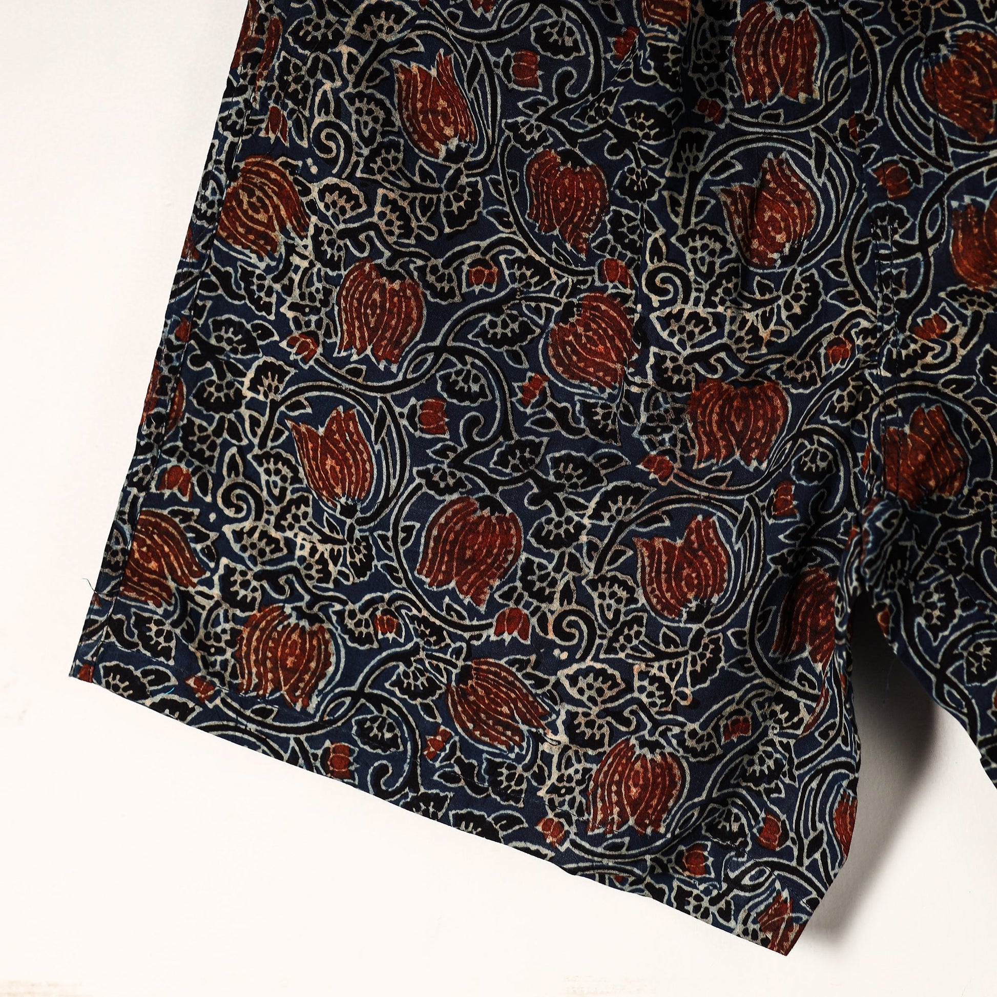 Blue - Ajrakh Block Printed Cotton Unisex Boxer/Shorts
