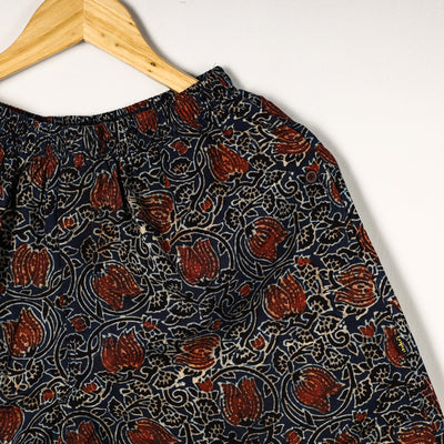 Blue - Ajrakh Block Printed Cotton Unisex Boxer/Shorts