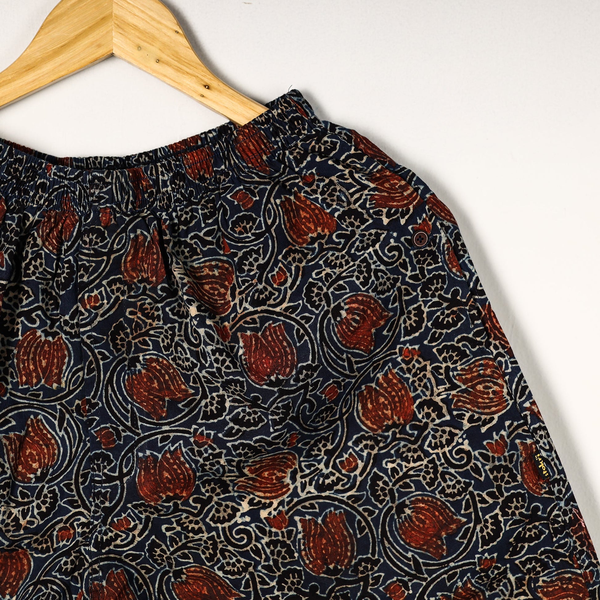 Blue - Ajrakh Block Printed Cotton Unisex Boxer/Shorts