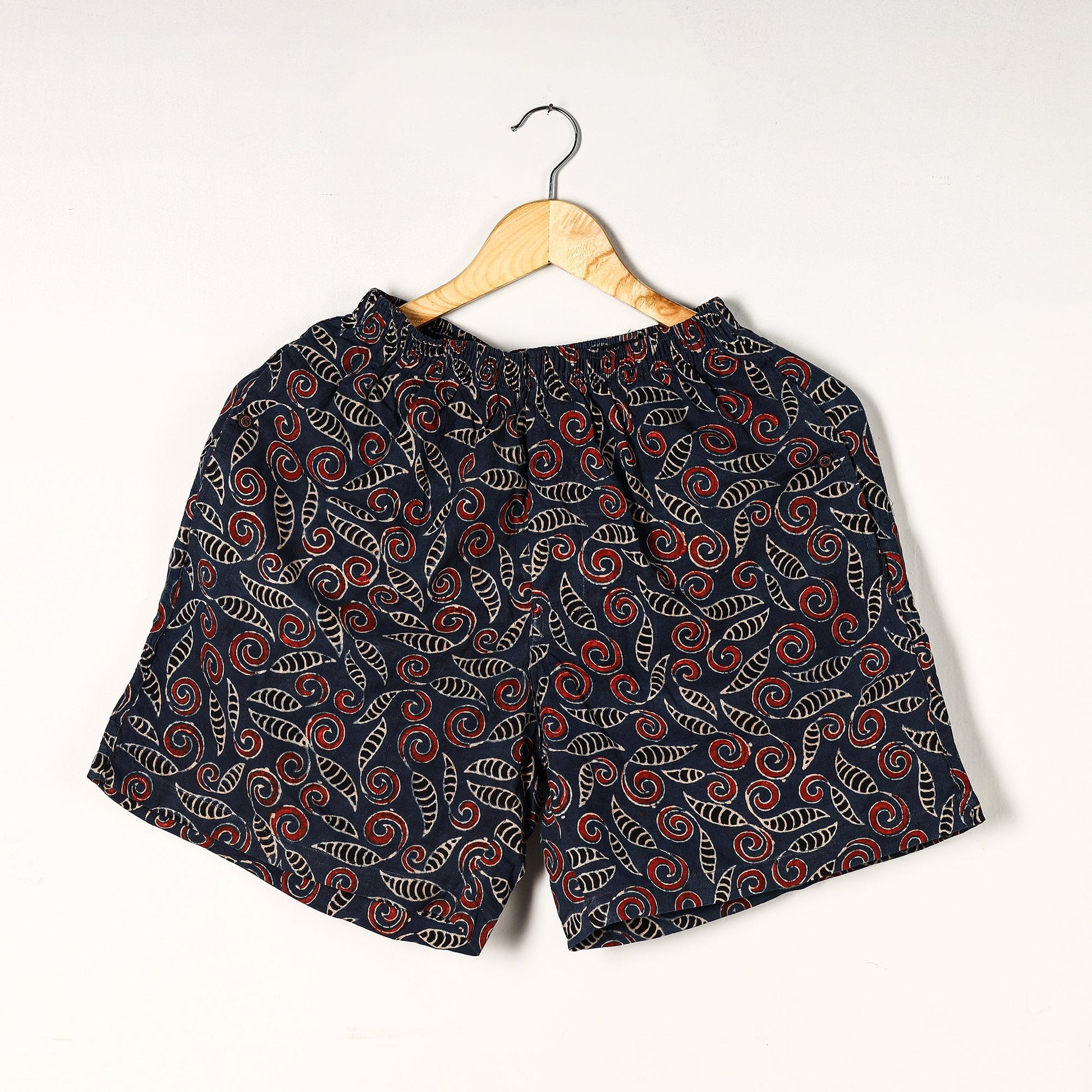 Blue - Ajrakh Block Printed Cotton Unisex Boxer/Shorts