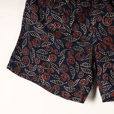Blue - Ajrakh Block Printed Cotton Unisex Boxer/Shorts