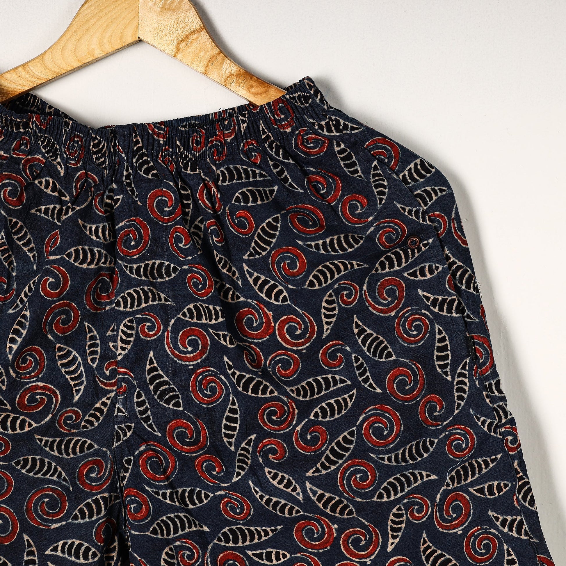 Blue - Ajrakh Block Printed Cotton Unisex Boxer/Shorts