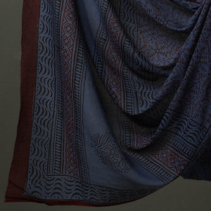 Blue - 3pc Natural Dyed Cotton Bagh Print Dress Material 01