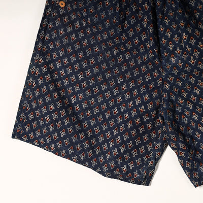 Blue - Ajrakh Block Printed Cotton Unisex Boxer/Shorts
