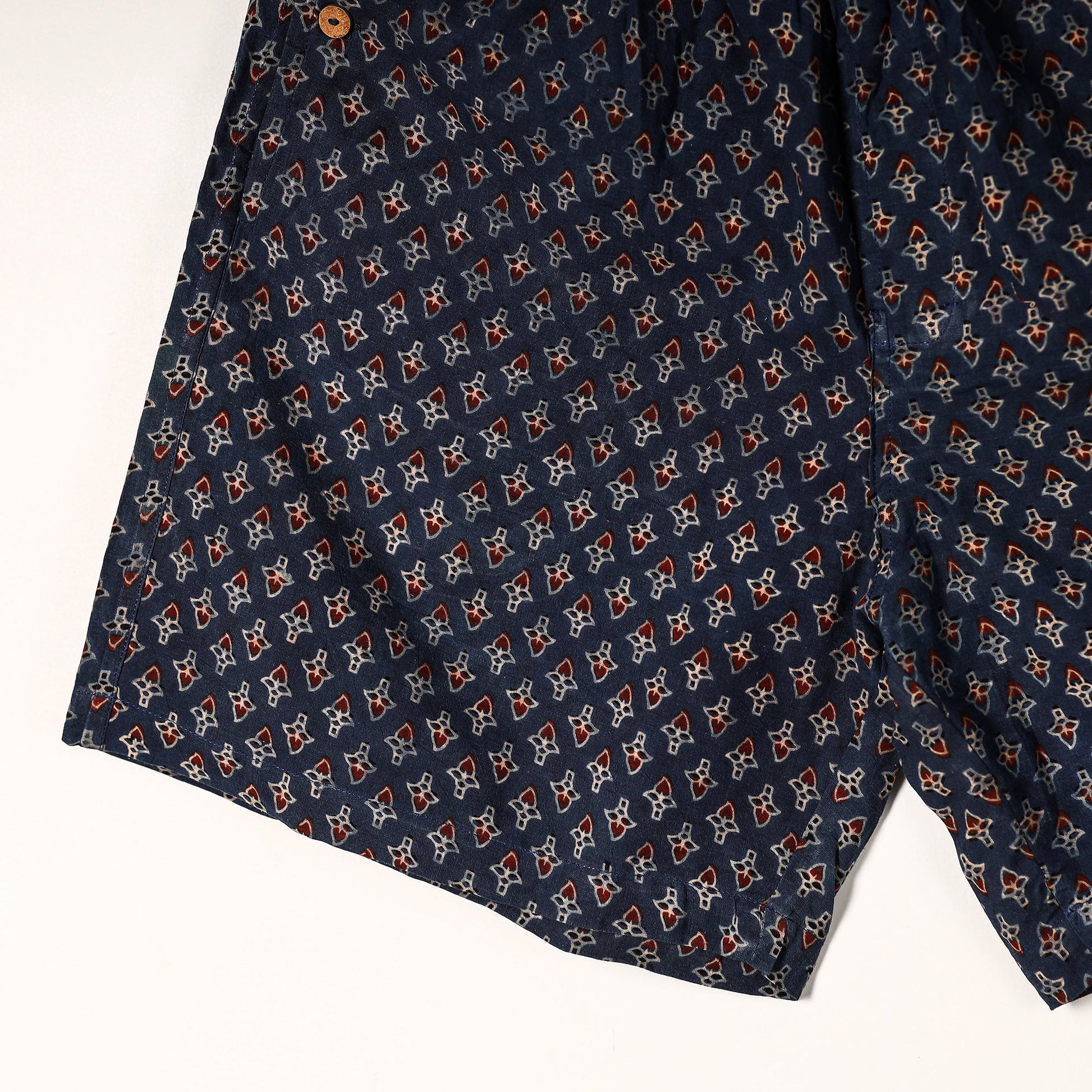 Blue - Ajrakh Block Printed Cotton Unisex Boxer/Shorts