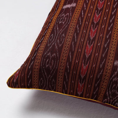 Brown - Sambalpuri Ikat Cotton Cushion Cover (16 x 16 in)