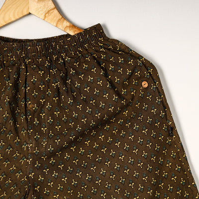 Brown - Ajrakh Block Printed Cotton Unisex Boxer/Shorts