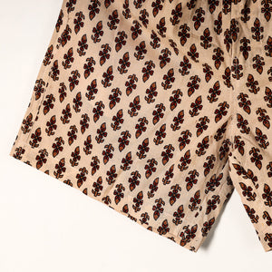 Beige - Ajrakh Block Printed Cotton Unisex Boxer/Shorts