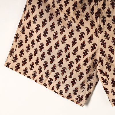Beige - Ajrakh Block Printed Cotton Unisex Boxer/Shorts