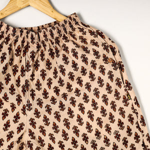 Beige - Ajrakh Block Printed Cotton Unisex Boxer/Shorts