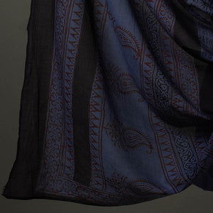 Blue - 3pc Natural Dyed Cotton Bagh Print Dress Material 09