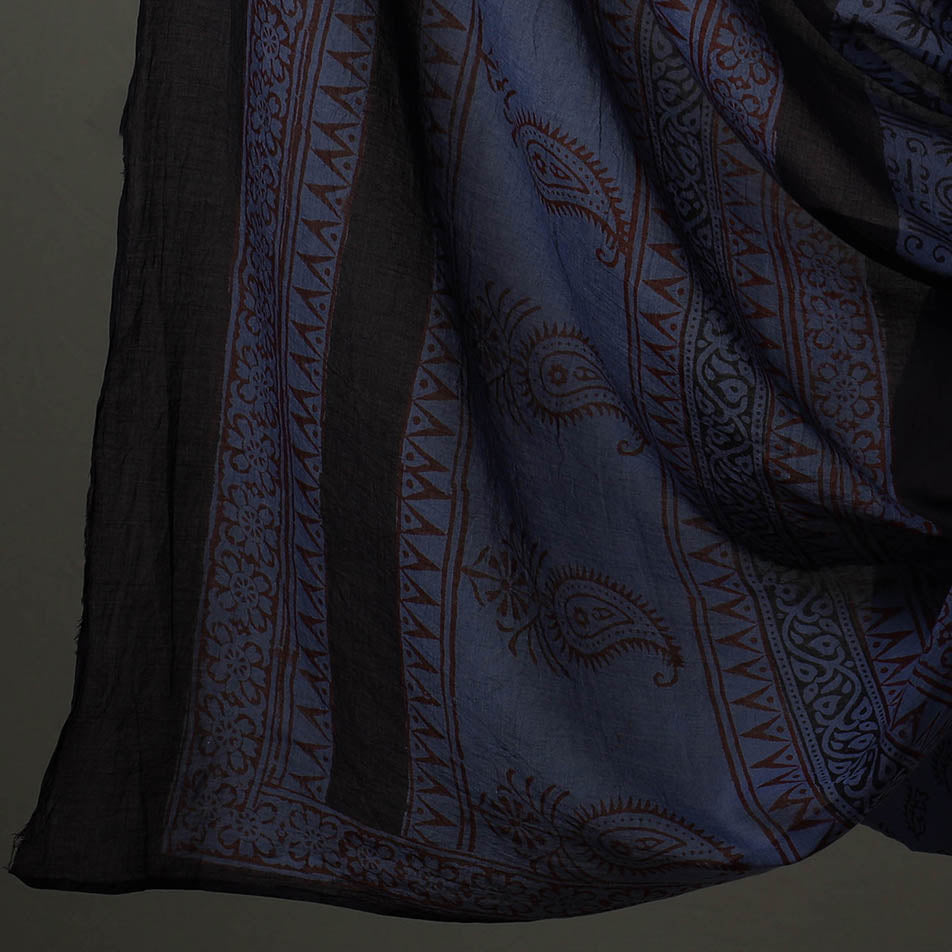 Blue - 3pc Natural Dyed Cotton Bagh Print Dress Material 09