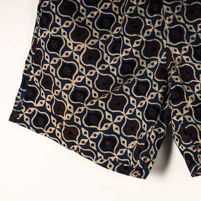 Blue - Ajrakh Block Printed Cotton Unisex Boxer/Shorts