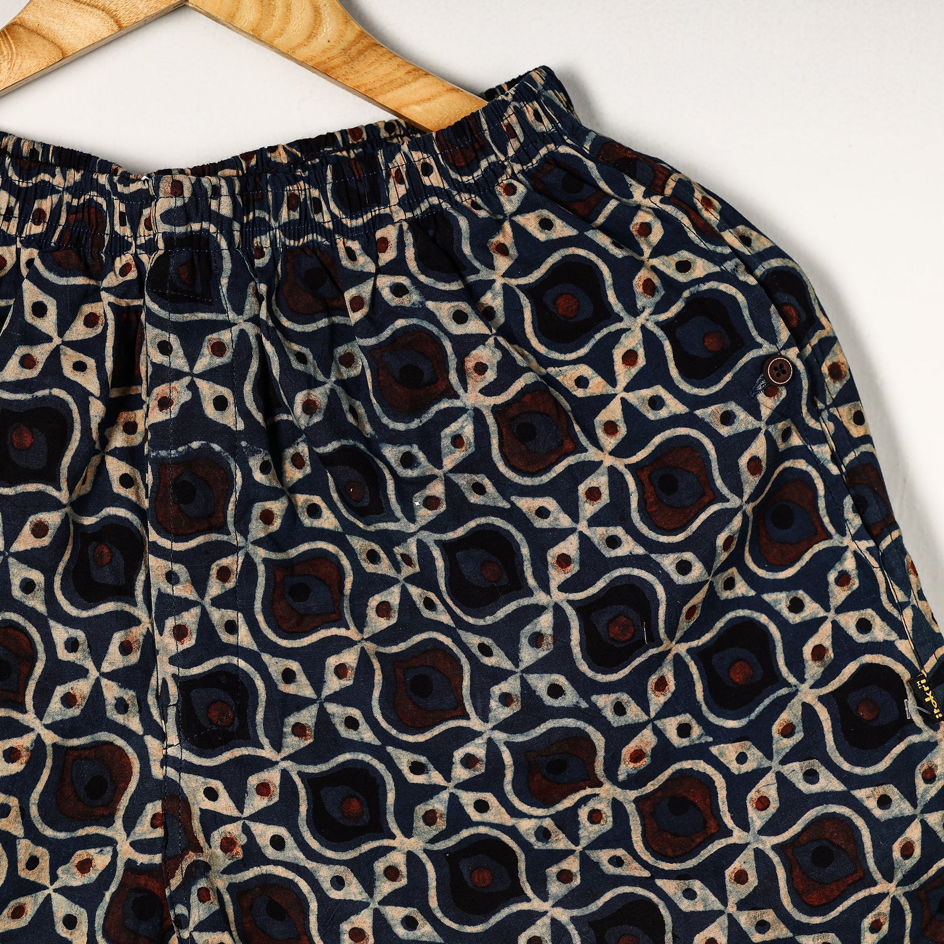 Blue - Ajrakh Block Printed Cotton Unisex Boxer/Shorts