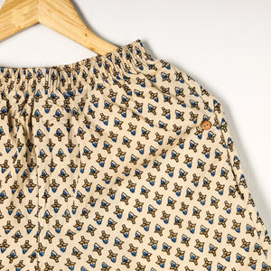 Beige - Ajrakh Block Printed Cotton Unisex Boxer/Shorts