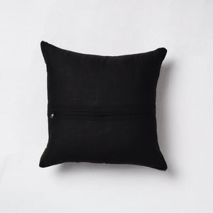 Black - Sambalpuri Ikat Cotton Cushion Cover (16 x 16 in)