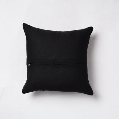 Black - Sambalpuri Ikat Cotton Cushion Cover (16 x 16 in)