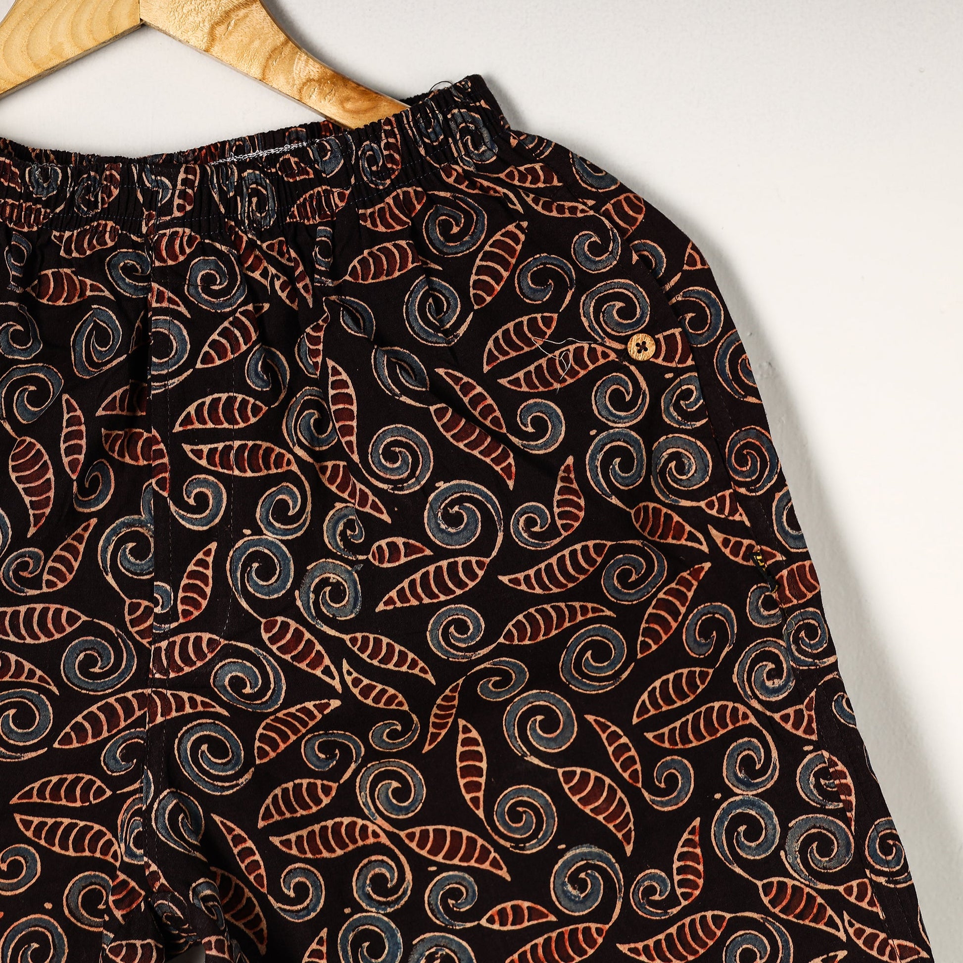 Black - Ajrakh Block Printed Cotton Unisex Boxer/Shorts