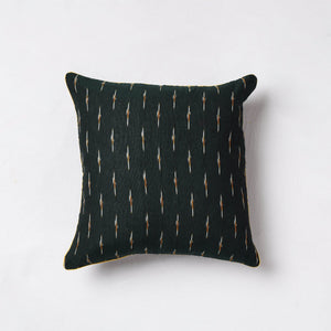Black - Sambalpuri Ikat Cotton Cushion Cover (16 x 16 in)