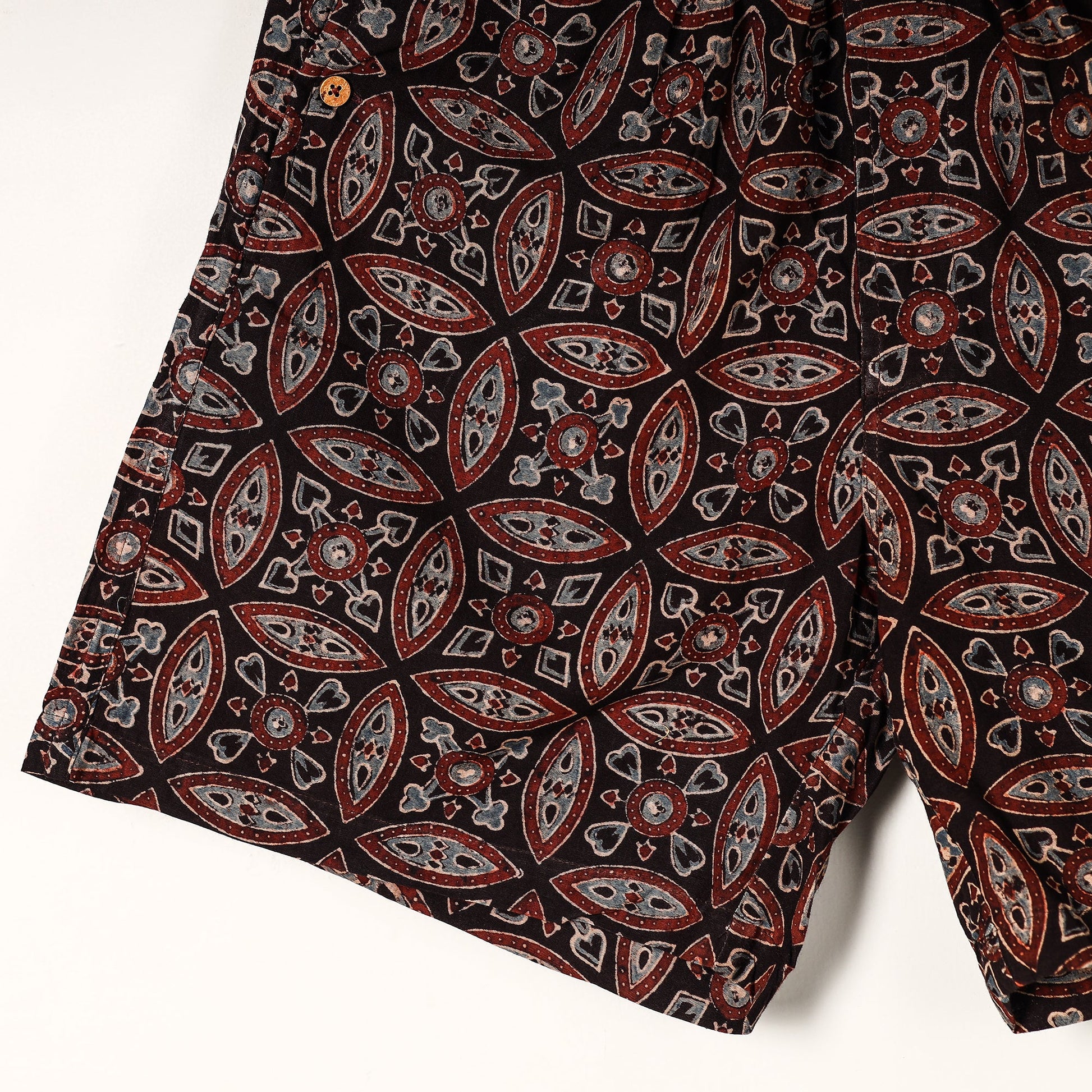 Black - Ajrakh Block Printed Cotton Unisex Boxer/Shorts