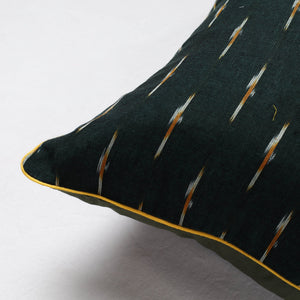 Black - Sambalpuri Ikat Cotton Cushion Cover (16 x 16 in)