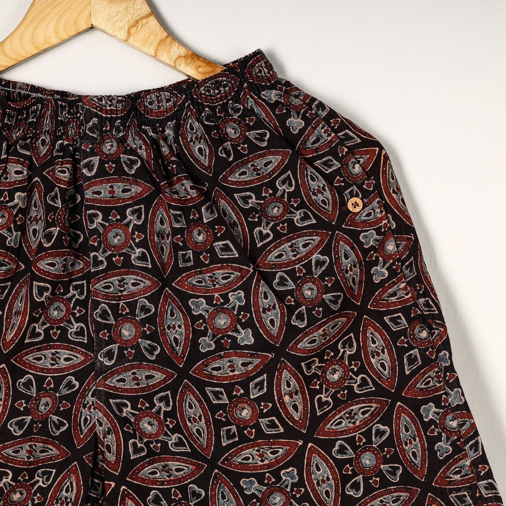 Black - Ajrakh Block Printed Cotton Unisex Boxer/Shorts