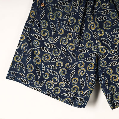 Blue - Ajrakh Block Printed Cotton Unisex Boxer/Shorts