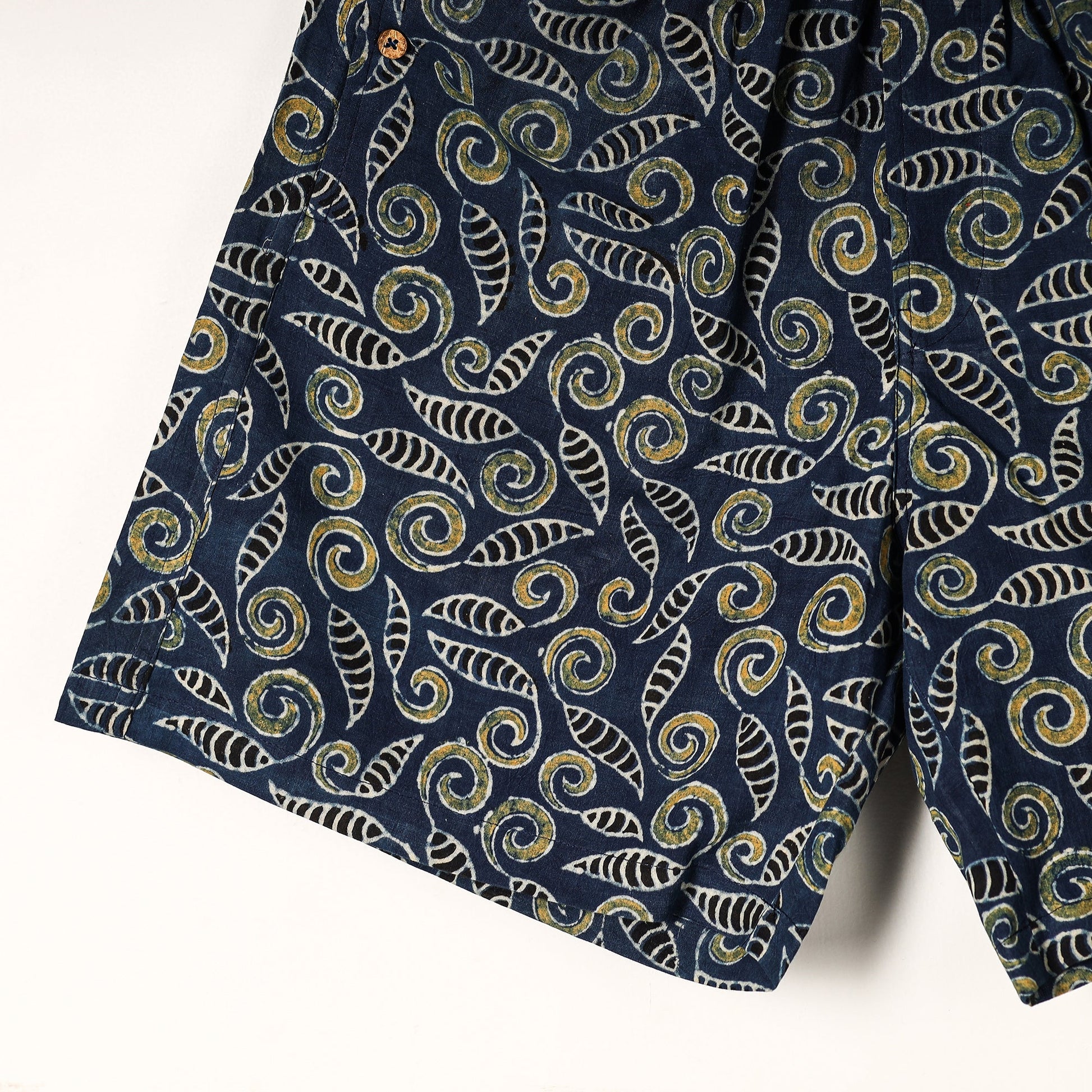 Blue - Ajrakh Block Printed Cotton Unisex Boxer/Shorts