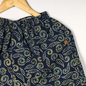 Blue - Ajrakh Block Printed Cotton Unisex Boxer/Shorts