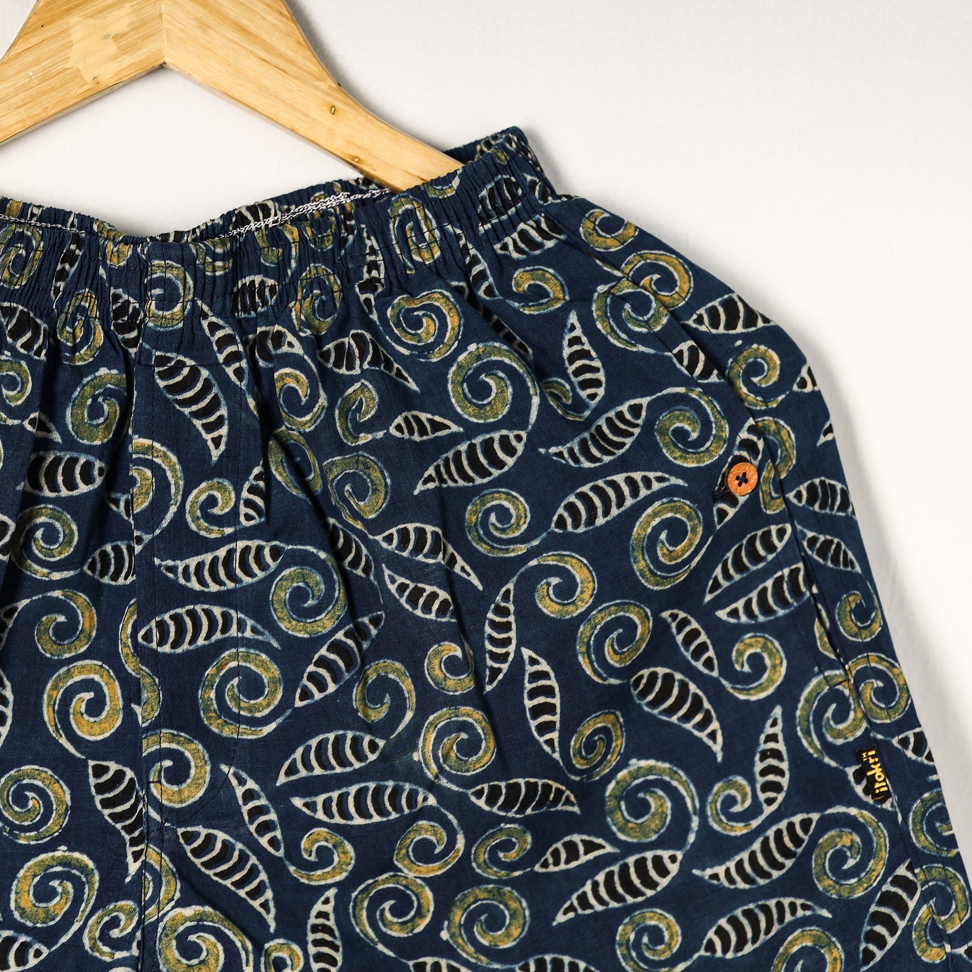 Blue - Ajrakh Block Printed Cotton Unisex Boxer/Shorts