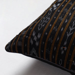 Black - Sambalpuri Ikat Cotton Cushion Cover (16 x 16 in)