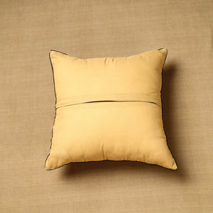 Beige - Block Print Cotton Kalamkari Cushion Cover (16 x 16 in) 70