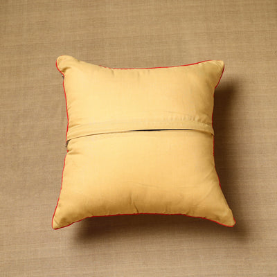 Beige - Block Print Cotton Kalamkari Cushion Cover (16 x 16 in) 74