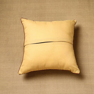 Beige - Block Print Cotton Kalamkari Cushion Cover (16 x 16 in) 76