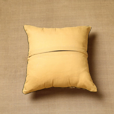 Beige - Block Print Cotton Kalamkari Cushion Cover (16 x 16 in) 78